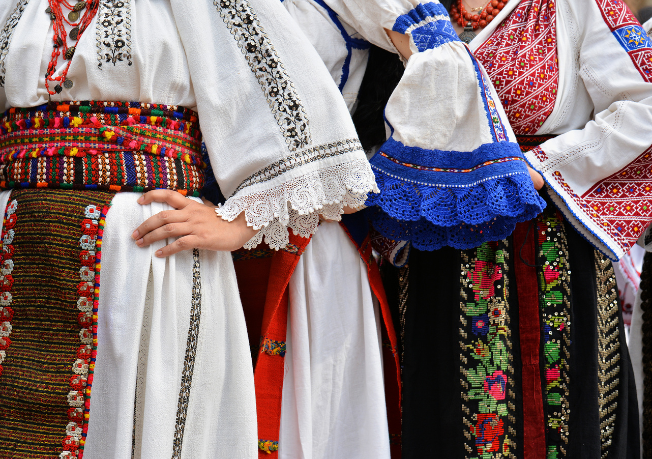 Beautiful traditional Romania costumes from Dobrogea , Romania